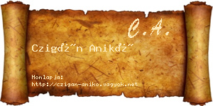 Czigán Anikó névjegykártya